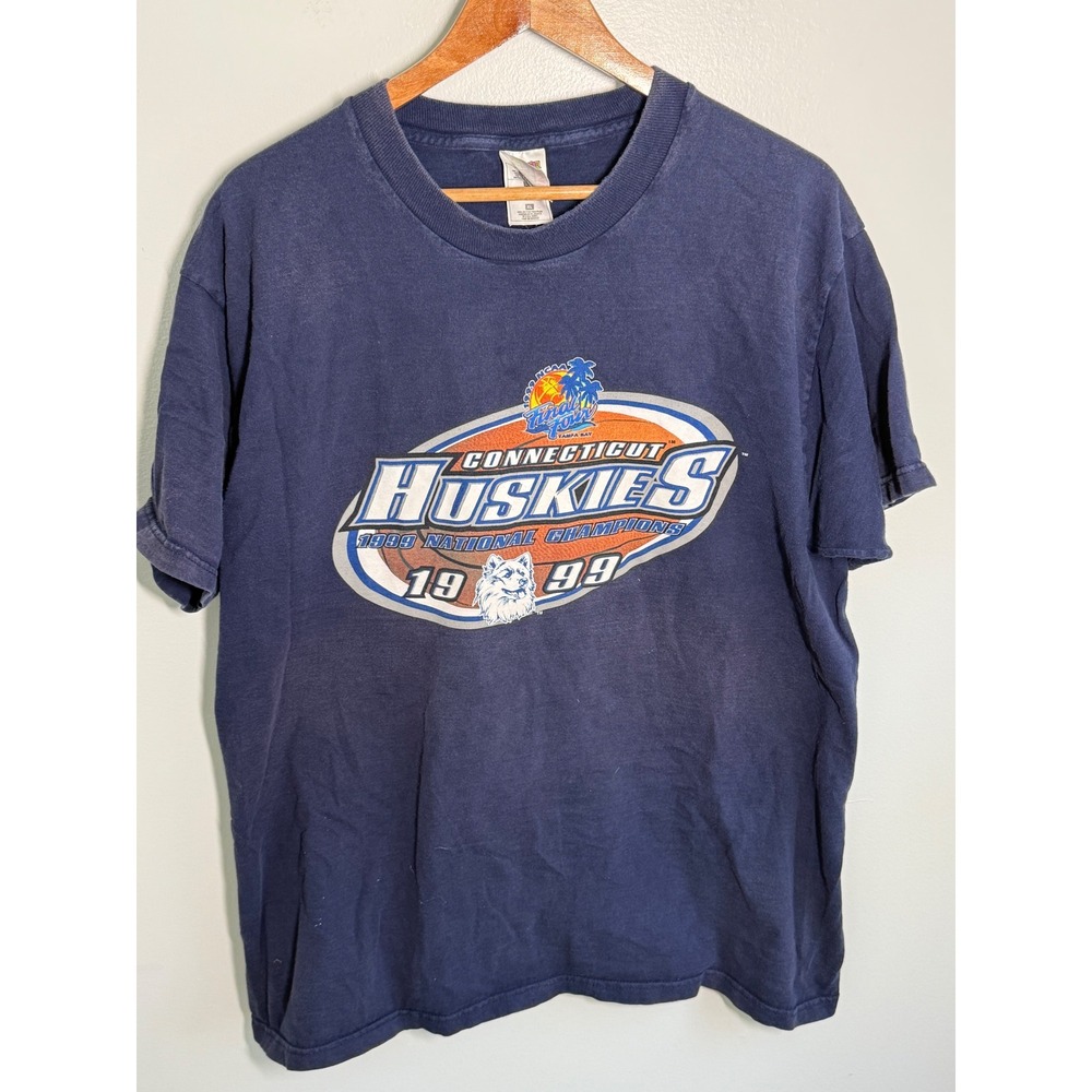 Vintage 1999 UConn Huskies National Champions Shirt Fruit of the Loom XL Navy